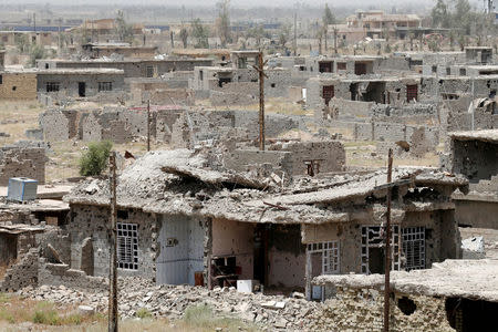 Destroyed buildings from clashes are seen on the outskirts of Falluja, Iraq, June 20, 2016. REUTERS/Staff/File Photo