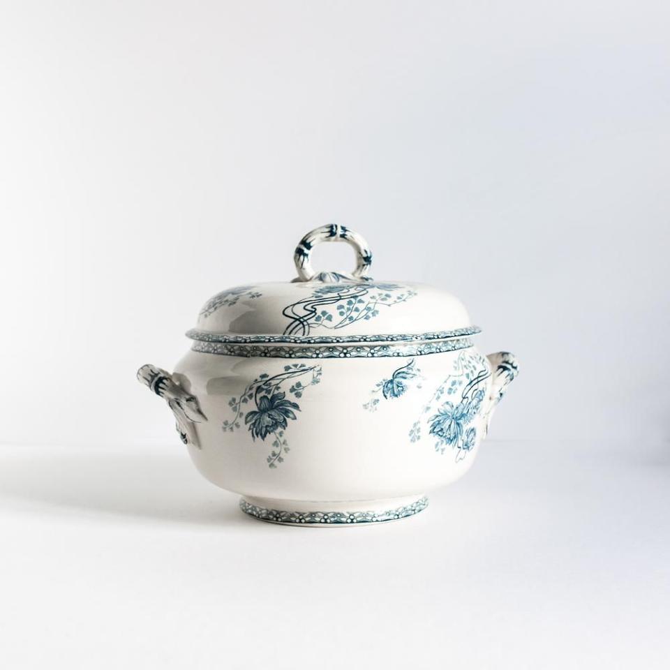 19th Century Blue-Green Art Nouveau Faïence Soup Tureen