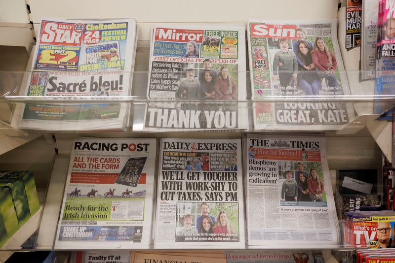 Family photo featuring Princess of Wales released by Kensington Palace makes frontpages across today’s papers.