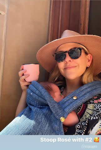 <p>Helene York/Instagram</p> Heléne Yorke with her newborn.