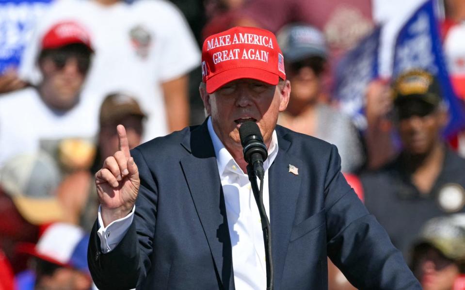 Donald Trump speaks to supporters in Chesapeake, Virginia on June 28 where he took a victory lap following his debate performance against Joe Biden on Thursday night (AFP via Getty Images)