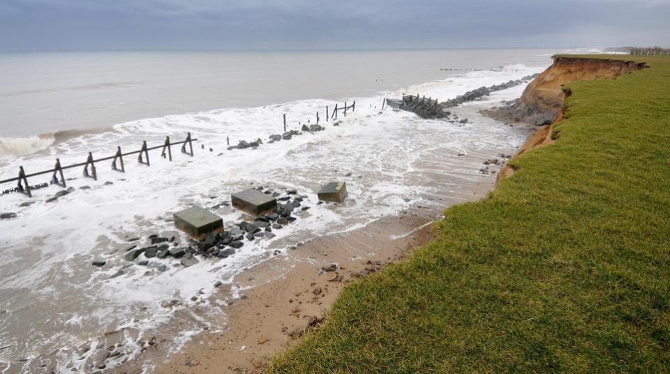 Eastern Daily Press: The sea defences at Happisburgh Beach