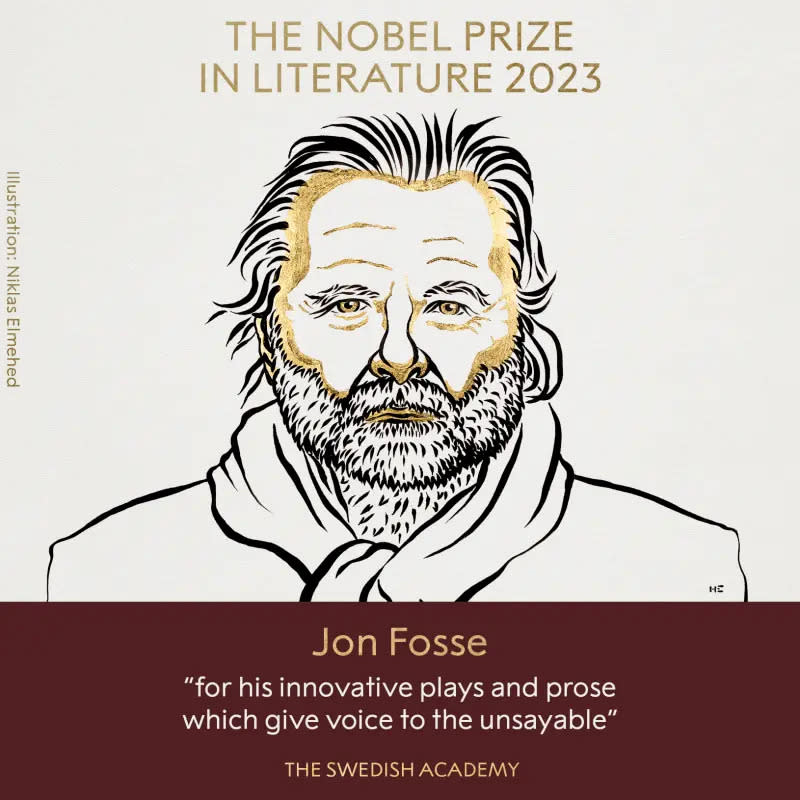 ▲64歲挪威作家佛斯（Jon Fosse）獲評為本屆諾貝爾文學獎得獎人，表彰其創新戲劇、小說創作，「為難以言喻的事物發聲」。（圖／美聯社／達志影像）