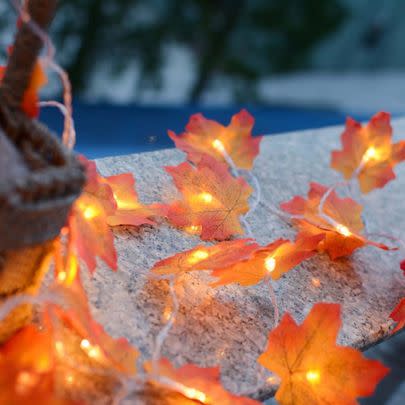 A set of maple leaf string lights