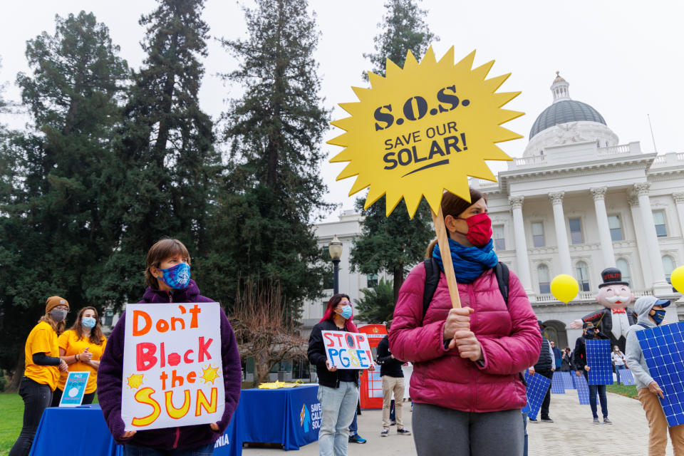 Demonstrators in Sacramento, Calif.