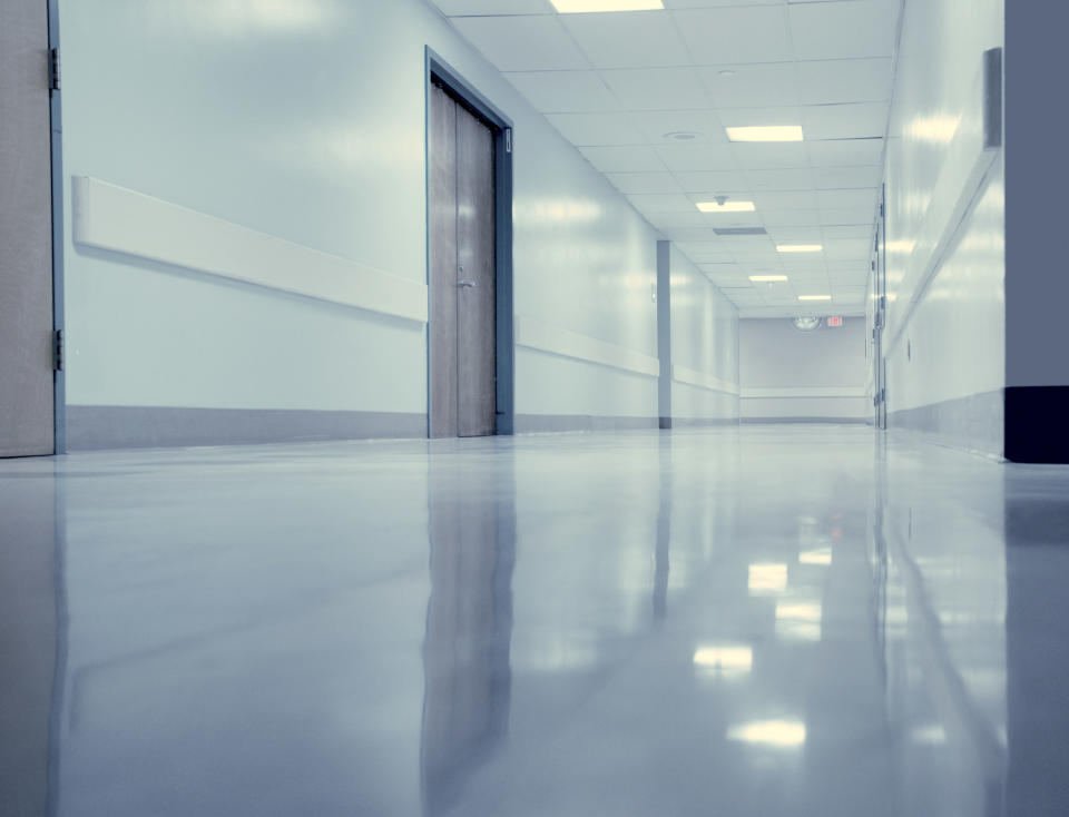 Empty hospital hallway