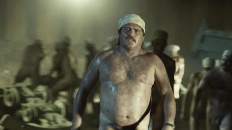 Episode 3 of Chernobyl saw coalminers stripping out to work in extreme temperatures. (Sky)