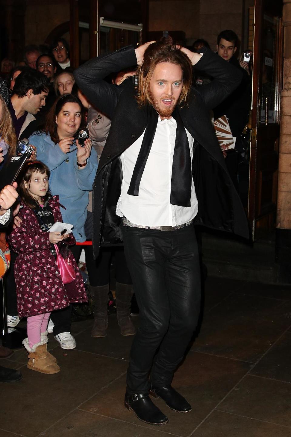 Tim Minchin seen at the Whatsonstage.com Theatregoers' Choice Awards at The Palace Theatre on Sunday, Feb. 17, 2013, in London. (Photo by Miles Willis/Invision/AP)