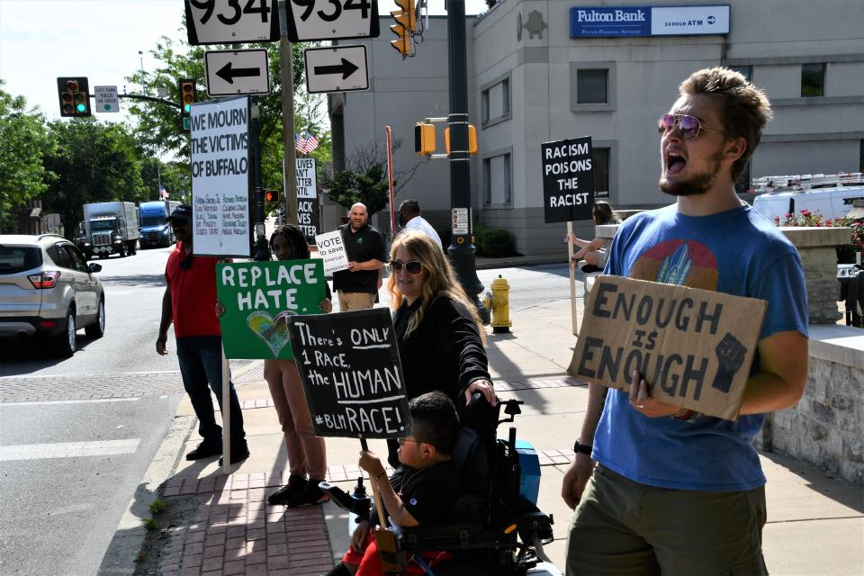 The Lebanon County Branch of the NAACP and the Annville Town Square Protesters for Racial Justice held a joint rally Wednesday in the Annville, PA, Town Square to remember the victims of the Buffalo mass shooting and to condemn white supremacy.