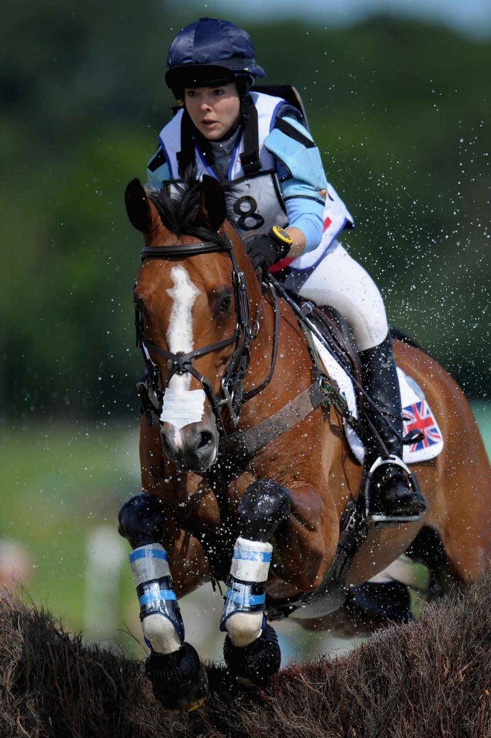 Emily Baldwin of Great Britain and her horse Drivetime compete in the DHL Price Cross Country Test. (Photo by Dennis Grombkowski/Bongarts/Getty Images)