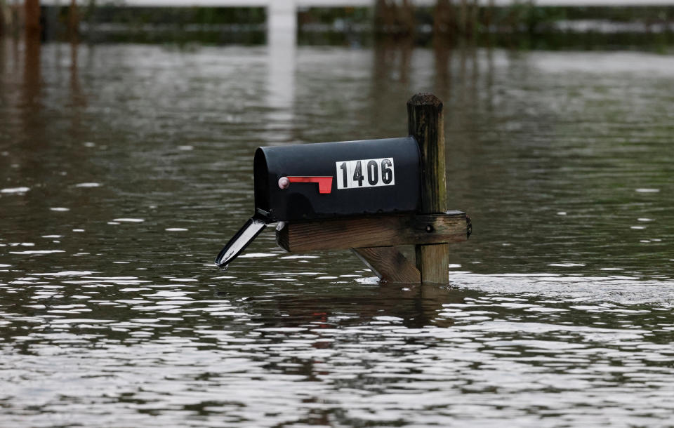 A mailbox is shown after Hurricane Ian caused widespread damage and flooding in Kissimmee, Florida, U.S., September 29, 2022. REUTERS/Joe Skipper