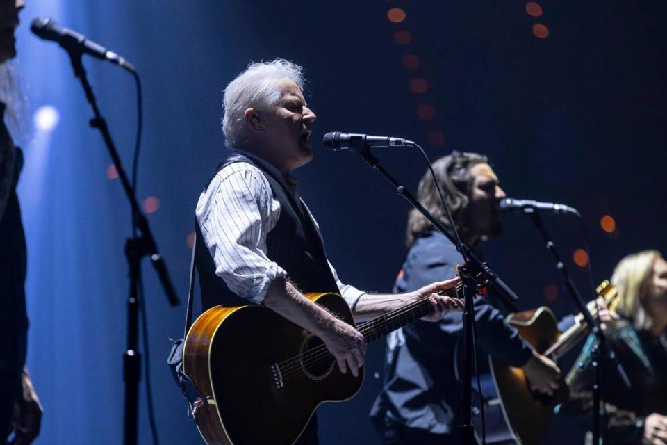 Don Henley of the Eagles performs during their “The Long Goodbye” tour at Rupp Arena in Lexington, Ky., on Tuesday, Nov. 14, 2023.