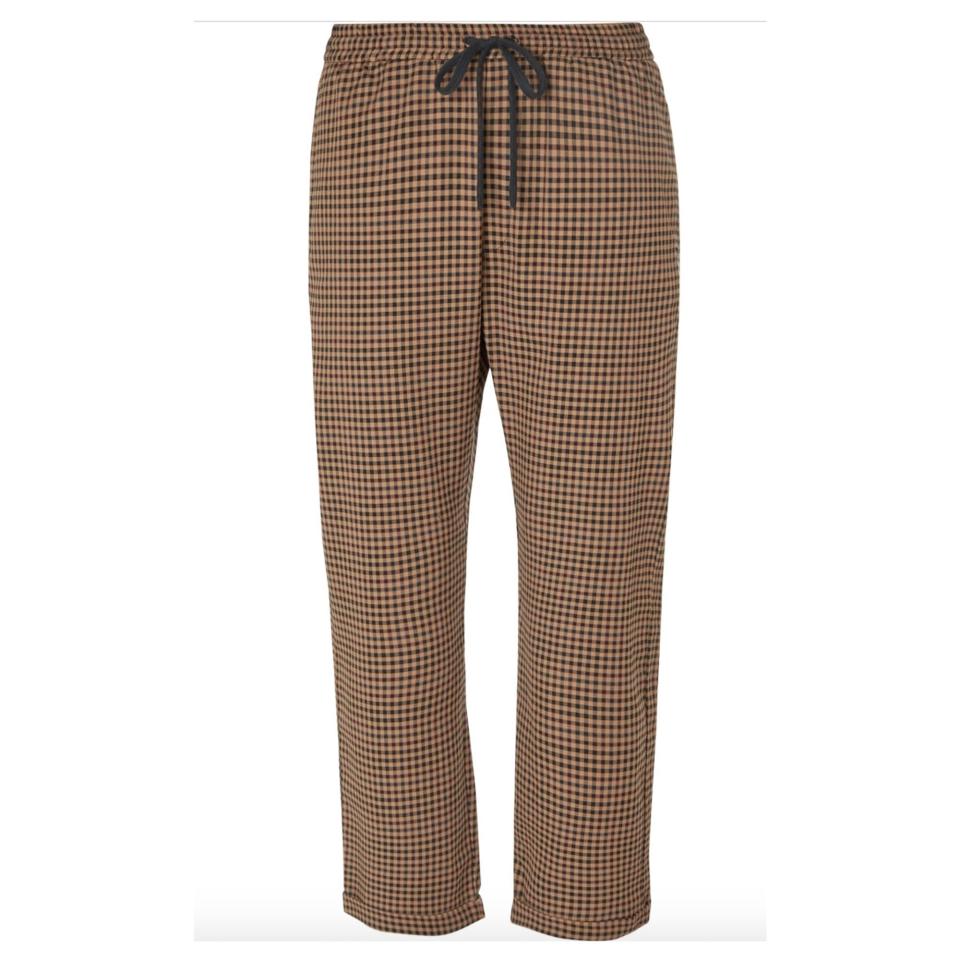 Checked Virgin Wool-Blend Drawstring Trousers