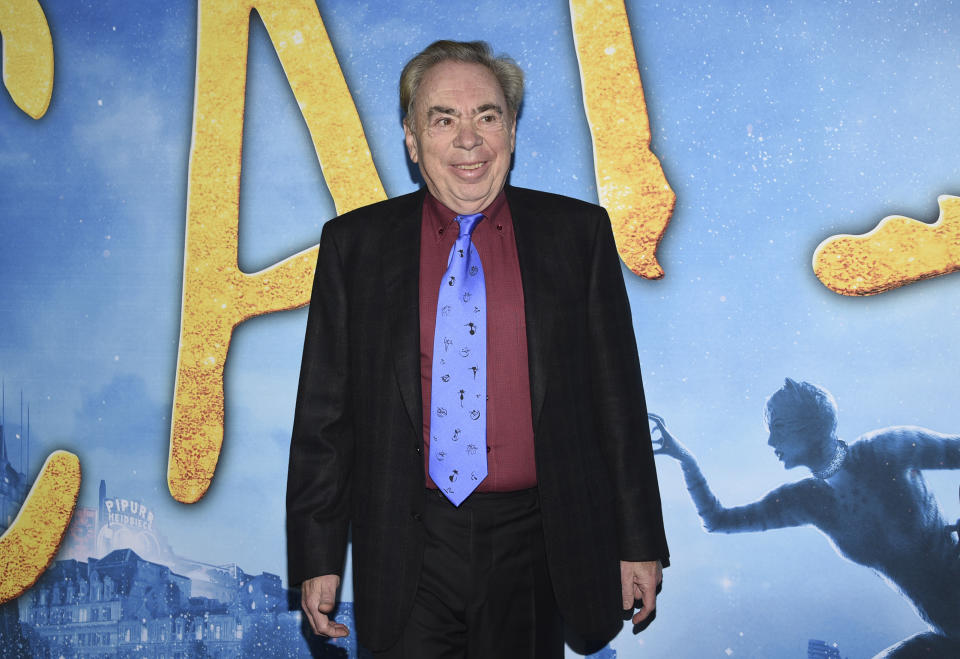 Executive producer/composer Andrew Lloyd Webber attends the world premiere of "Cats" at Alice Tully Hall on Monday, Dec. 16, 2019, in New York. (Photo by Evan Agostini/Invision/AP)