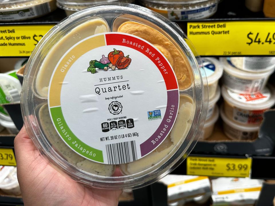 Aldi four pac of hummus