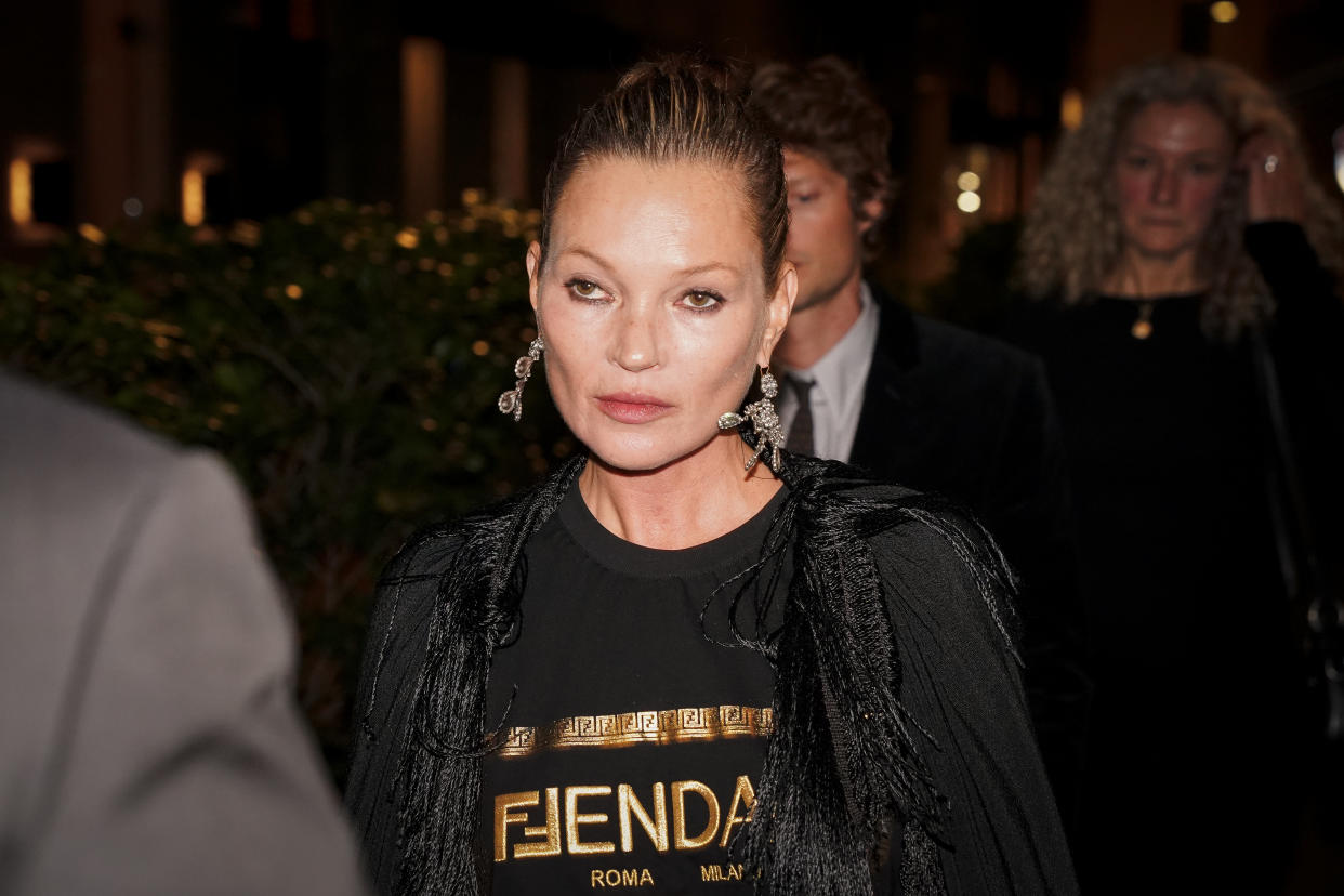 British top model Kate Moss guest at the party organized for the launch of the Fendace collection created by the collaboration between the fashion houses Fendi and Versace. Milan (Italy), September 26th, 2021 (Photo by Marco Piraccini/Mondadori Portfolio/Sipa USA)