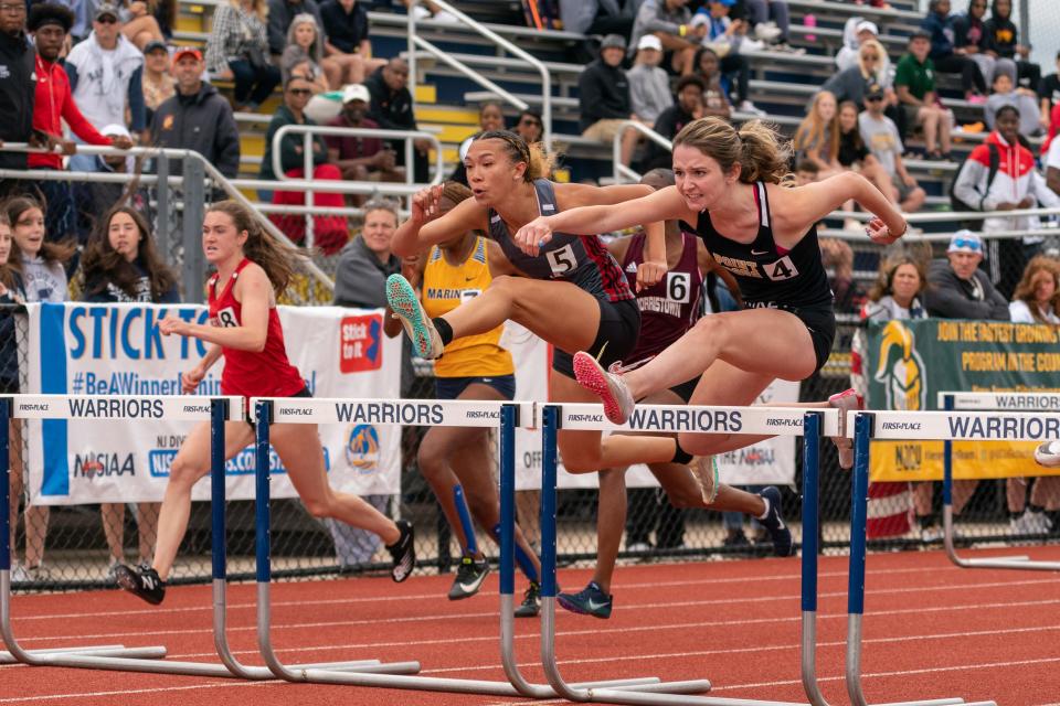Point Pleasant Boro's Shea Burke runs in the girls 110-meter hurdles at the NJSIAA Track & Field Meet of Champions on June 18, 2022 at Franklin High School.