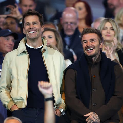 <p>Alex Pantling/Getty</p> Tom Brady and David Beckham.