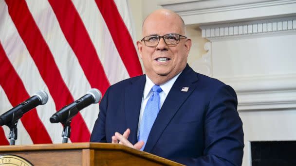 PHOTO: Maryland Gov. Larry Hogan at a news conference, Feb. 8, 2022.  (Baltimore Sun/Tribune News Service via Getty Images)