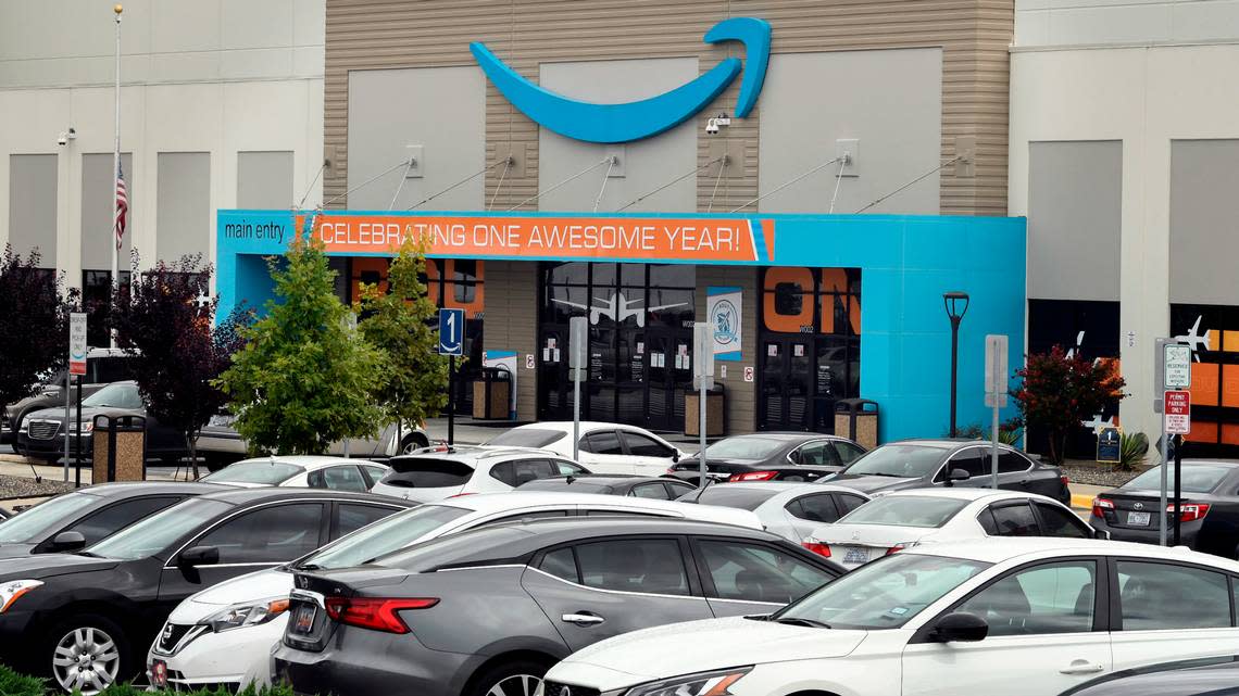 The outside of Amazon’s RDU1 facility in Garner, North Carolina.