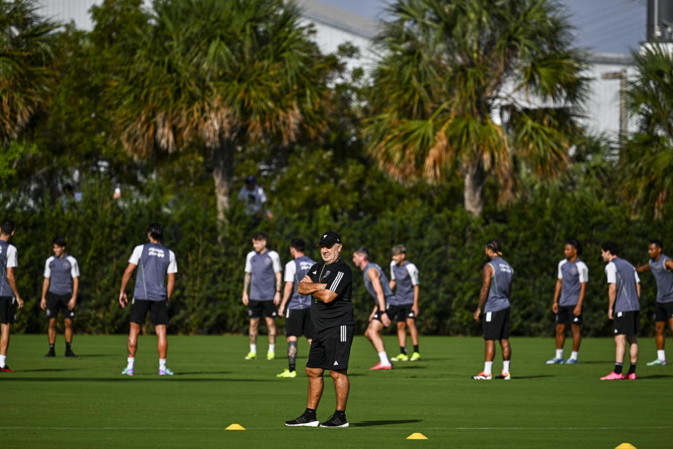 Inter Miami CF head coach Gerardo Martino watches the team practice at the Florida Blue Training Center next to DRV PNK Stadium in Fort Lauderdale, Florida, on January 13, 2024. (Photo by CHANDAN KHANNA / AFP) (Photo by CHANDAN KHANNA/AFP via Getty Images)