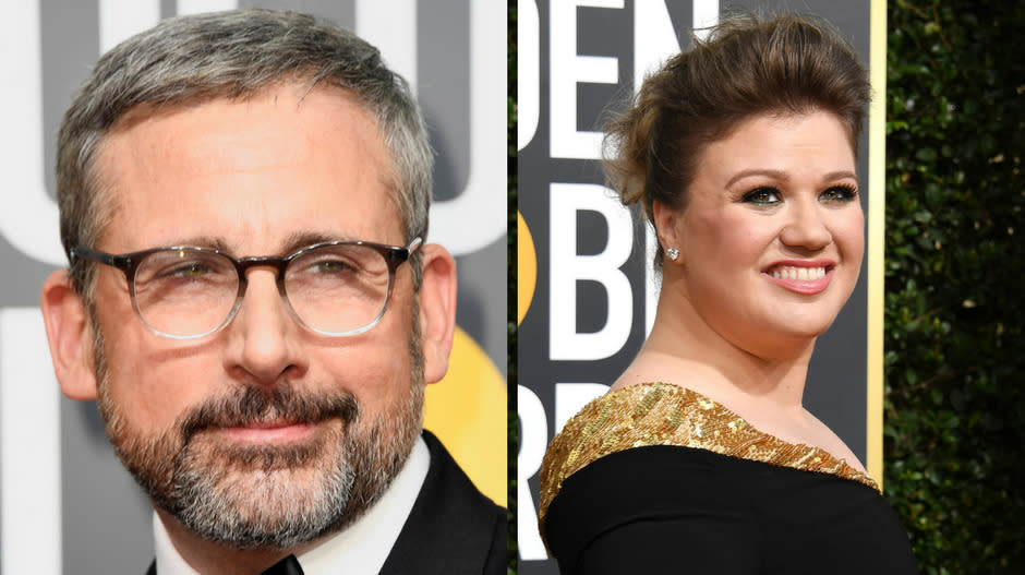 As the 75th Golden Globe Awards ceremony transitioned to a commercial break Sunday night, the camera cut to an animated conversation between “Battle of the Sexes” actor Steve Carell and “Love So Soft” singer Kelly Clarkson.