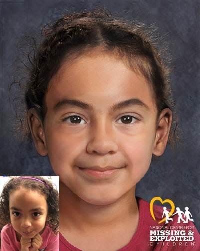 A new age projected photo released by the National Center for Missing & Exploited Children shows what Skye Rex, now 7, may look like.