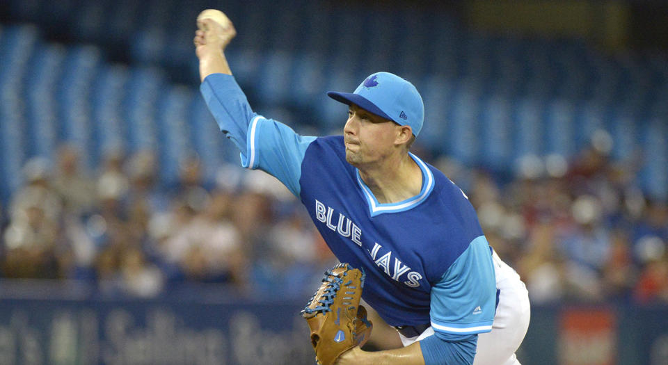 Aaron Sanchez’s return to action on Saturday was a mixed bag, to say the least. (Jon Blacker/CP)