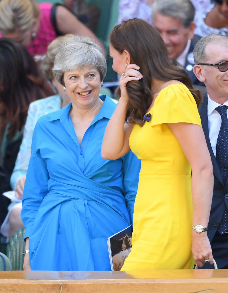 Kate was seen chatting to British PM Theresa May. (Photo: Getty Images)