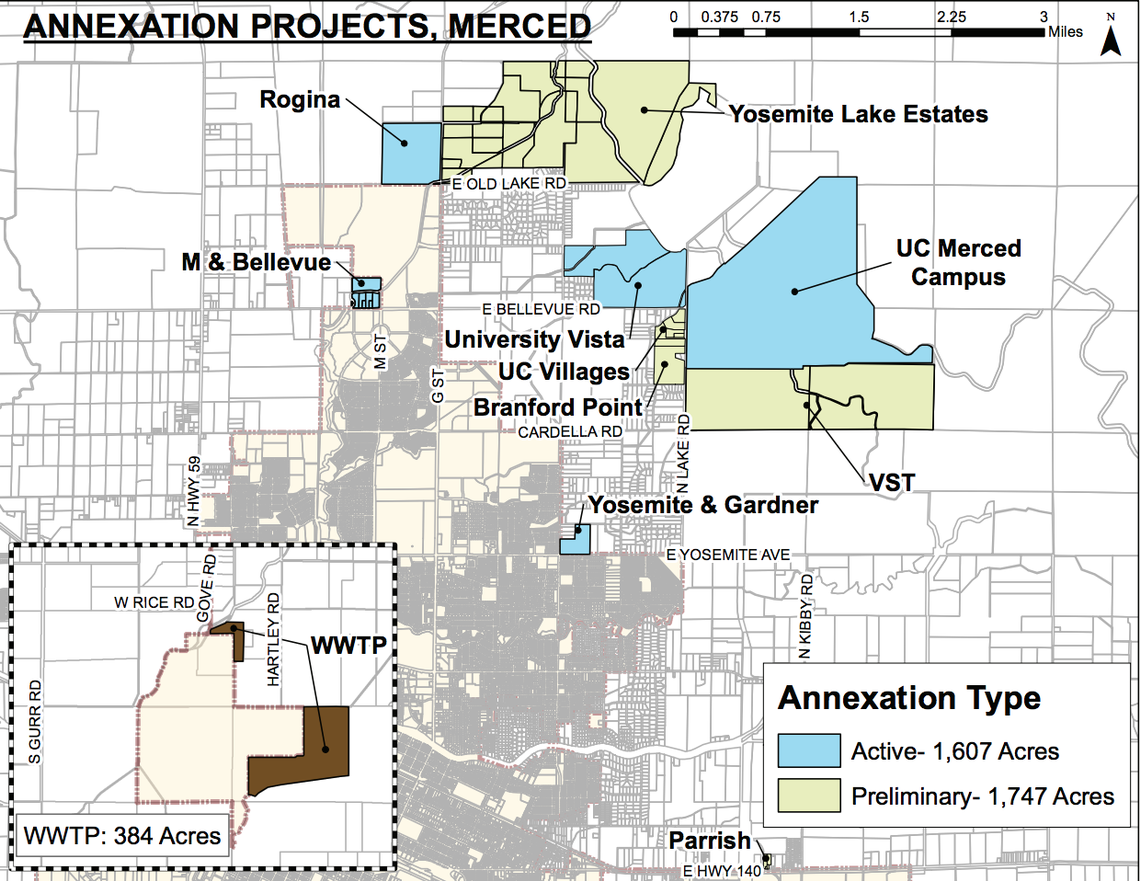 Several proposed and official annexation projects are moving forward in Merced, expanding the city north. 