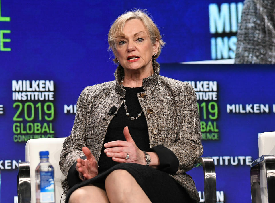  Christine McCarthy, Senior Executive Vice President and Chief Financial Officer, The Walt Disney Company, participates in a panel discussion during the annual Milken Institute Global Conference at The Beverly Hilton Hotel on April 29, 2019 in Beverly Hills, California.  (Photo by Michael Kovac/Getty Images)