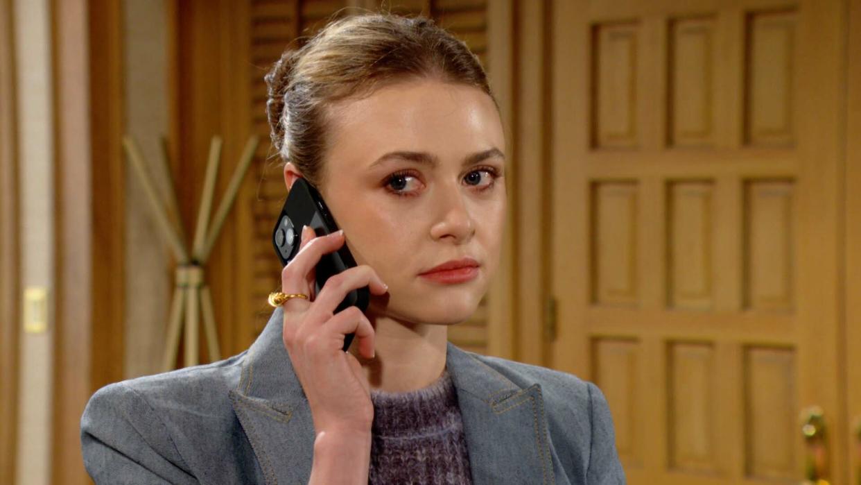  Hayley Erin as Claire on the phone in The Young and the Restless. 