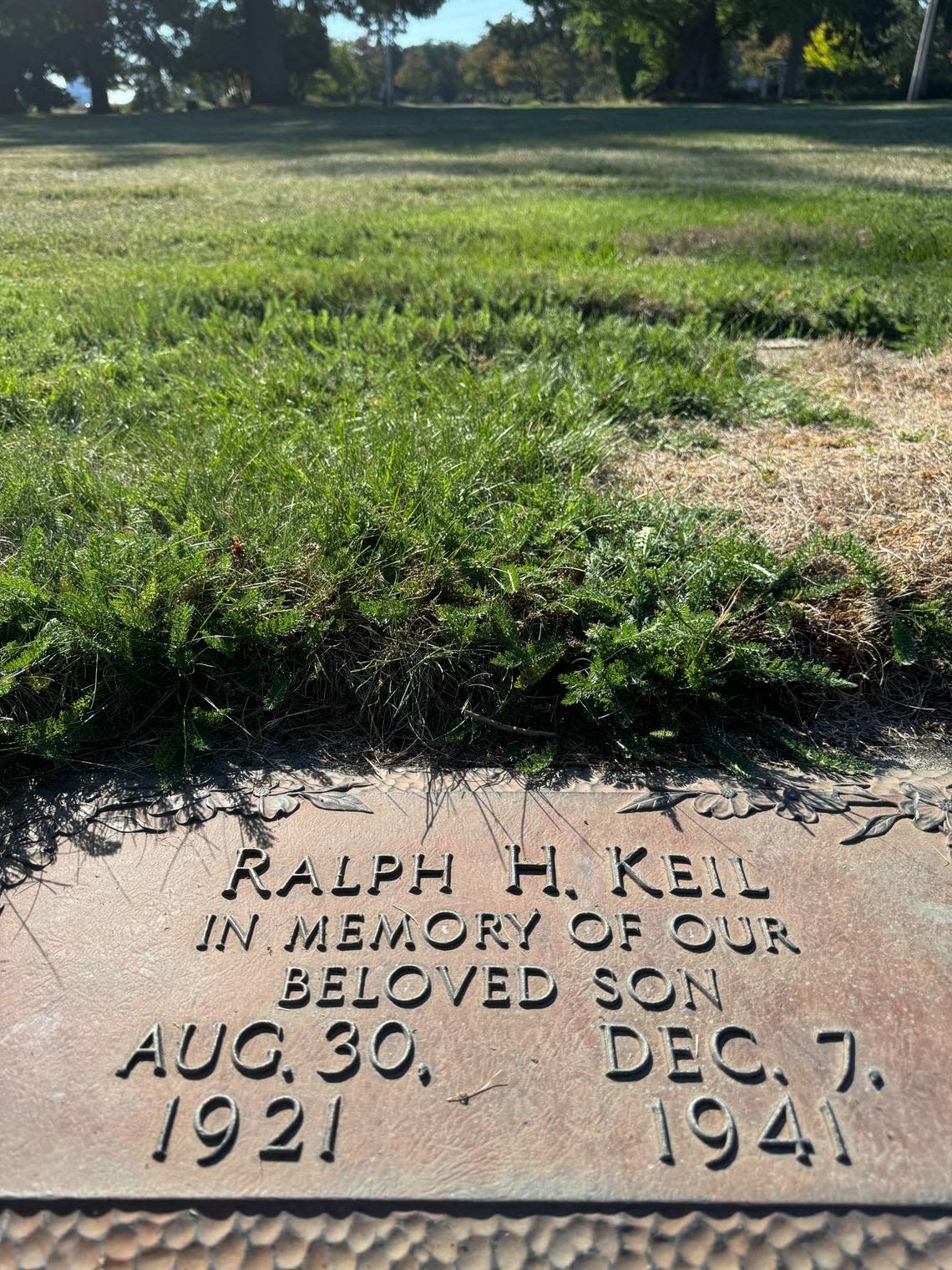 A cenotaph for Tacoma-raised Ralph Keil was placed at Mountain View Memorial Park in Lakewood by his parents after his he was killed in the Dec. 7, 1941 attack on Pearl Harbor. His remains have only recently been identified and will be buried at Tahoma National Cemetery in Kent. 