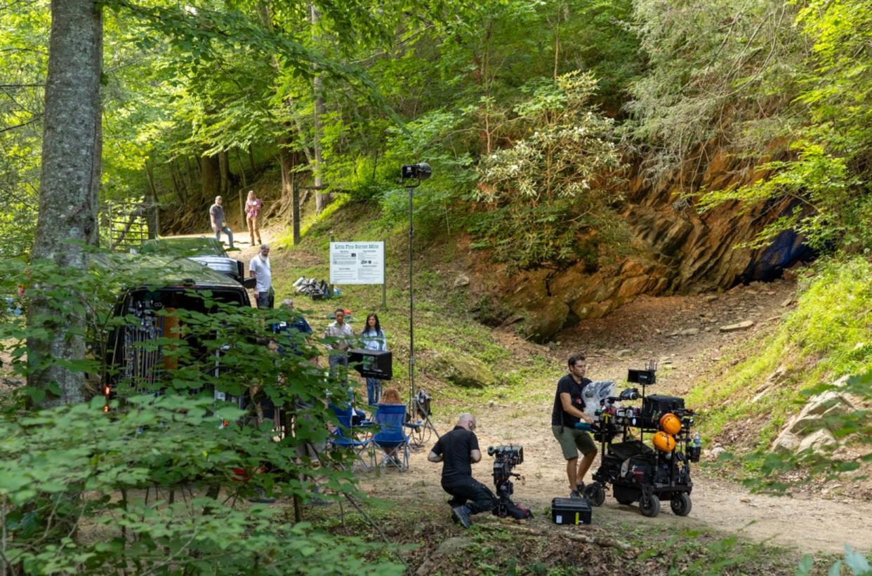 The Little Pine Garnet Mine near Marshall was the Day 1 location of the Sylvia Doe book trailer project. Several scenes from the book set in a cave were shot in the mine.