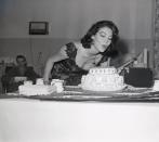<p>The actress's birthday was on Christmas Eve, and, here, she celebrates both occasions with a surprise birthday cake upon her arrival at a U.S. Air Force base hospital in Germany. She came to spread some Christmas cheer to wounded soldiers that year.</p>