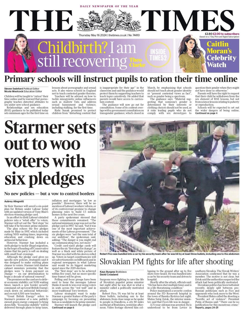 The Times: Starmer sets out to woo voters with six pledges