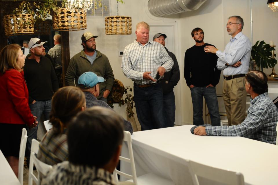 Congressman Andy Harris, R-1st-Md, far right, met with a group of area fisherman in a closed meeting Wednesday, Nov, 11 in Ocean City to discuss encroachment into fishing areas by wind energy companies.