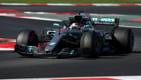 Motor Racing - F1 Formula One - Formula One Test Session - Circuit de Barcelona -Catalunya, Montmelo, Spain - March 9, 2018. Lewis Hamilton of Mercedes during testing. Picture taken March 9, 2018. REUTERS/Albert Gea