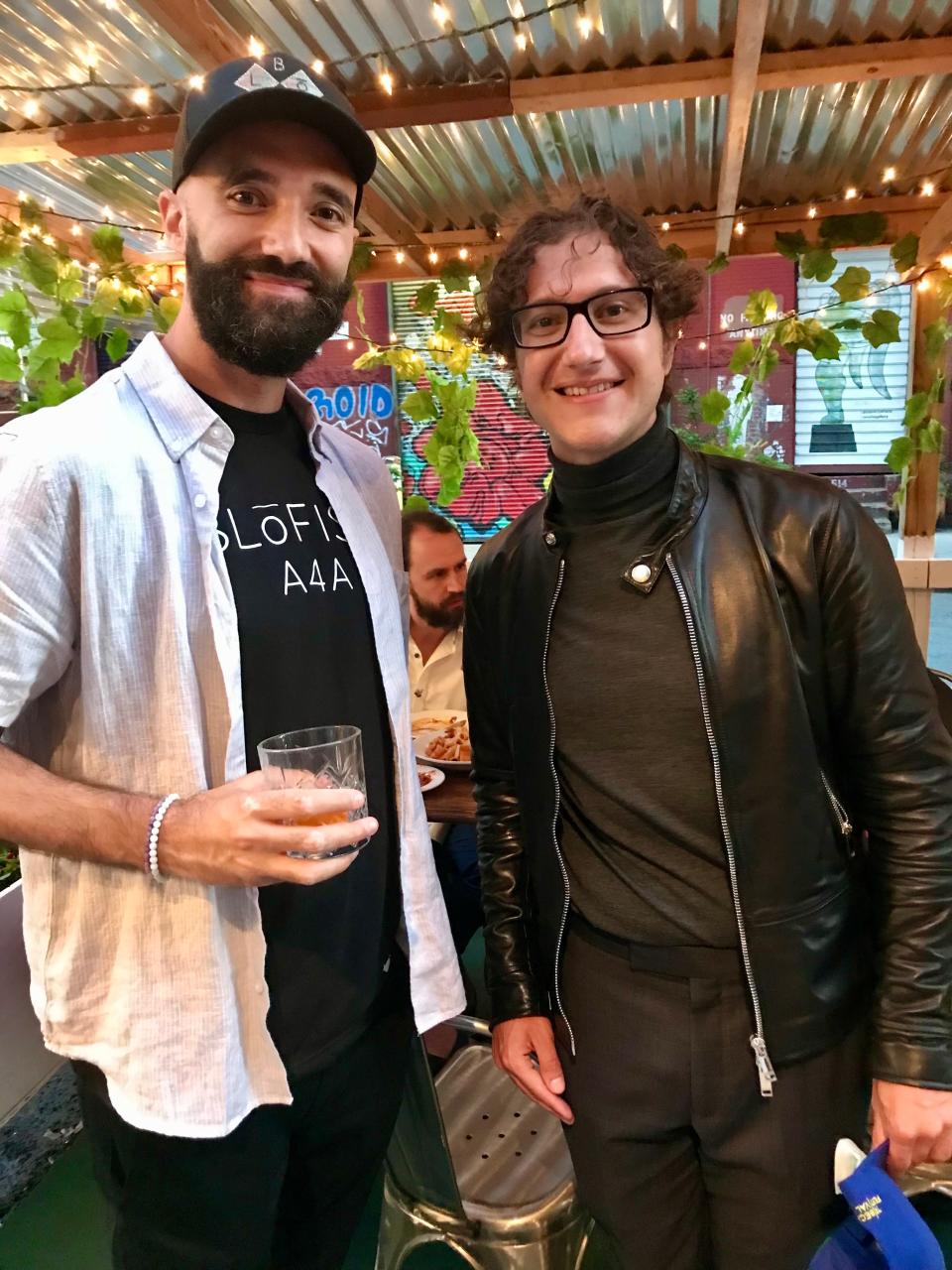 Evan Mascagni stand with Louisville Orchestra Music Director Teddy Abrams at the Tribeca Film Festival