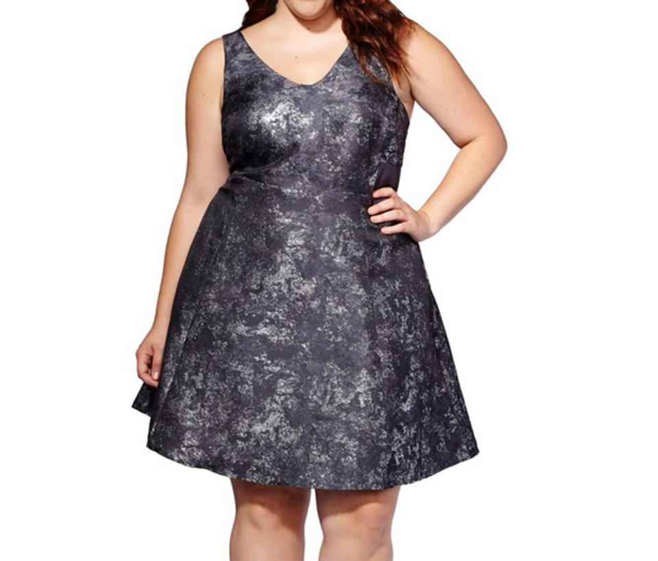 mblm by Tess Holliday Metallic Ponte Fit & Flare Dress