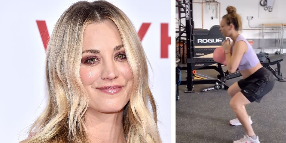 <span class="caption">Kaley Cuoco crushes 1st pregnancy workout in a vid</span>