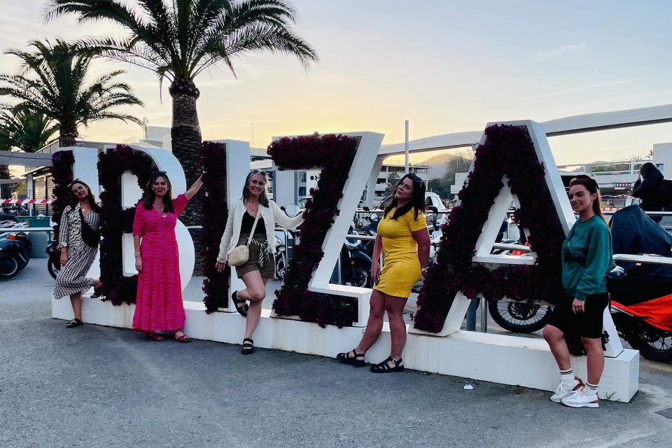 A group of mums went to Ibiza for just 12 hours earlier this year. (SWNS)