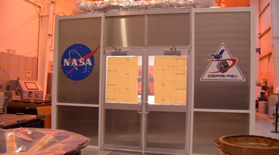 <em>Top photo: Pieces of the stand that will hold the capsule while in the “Clean Room”. Bottom photo: The temporary “Clean Room” facility is located at Dugway Proving Grounds. Asteroid samples will be curated here before being secured and moved to Johnson Space Center in Houston, Texas. (Courtesy: ABC4)</em>