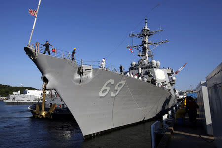 The U.S. guided-missile destroyer USS Milius (DDG69) arrives to join Forward Deployed Naval Forces at the U.S. naval base in Yokosuka, Japan May 22, 2018. REUTERS/Issei Kato