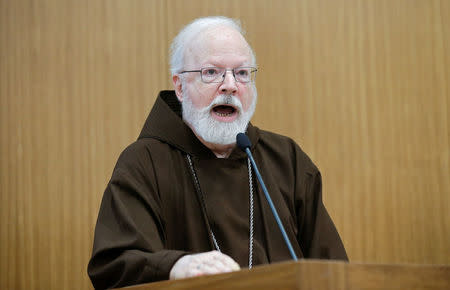 U.S. cardinal Sean Patrick O'Malley speaks during the "Safeguarding in Homes and Schools" seminar at the Pontifical Gregorian University in Rome, Italy March 23, 2017. REUTERS/Max Rossi