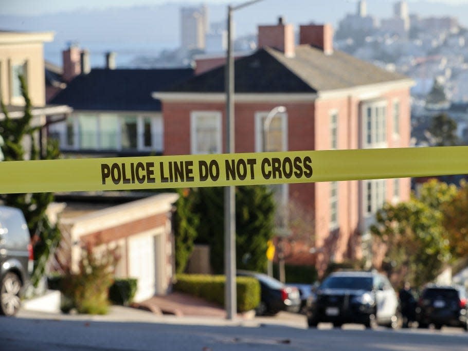 Police tape outside Nancy Pelosi's home