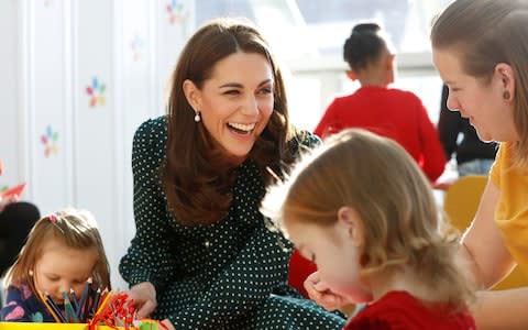 The Duchess joins in with the arts table at Evelina London Children's Hospital - Credit: Reuters