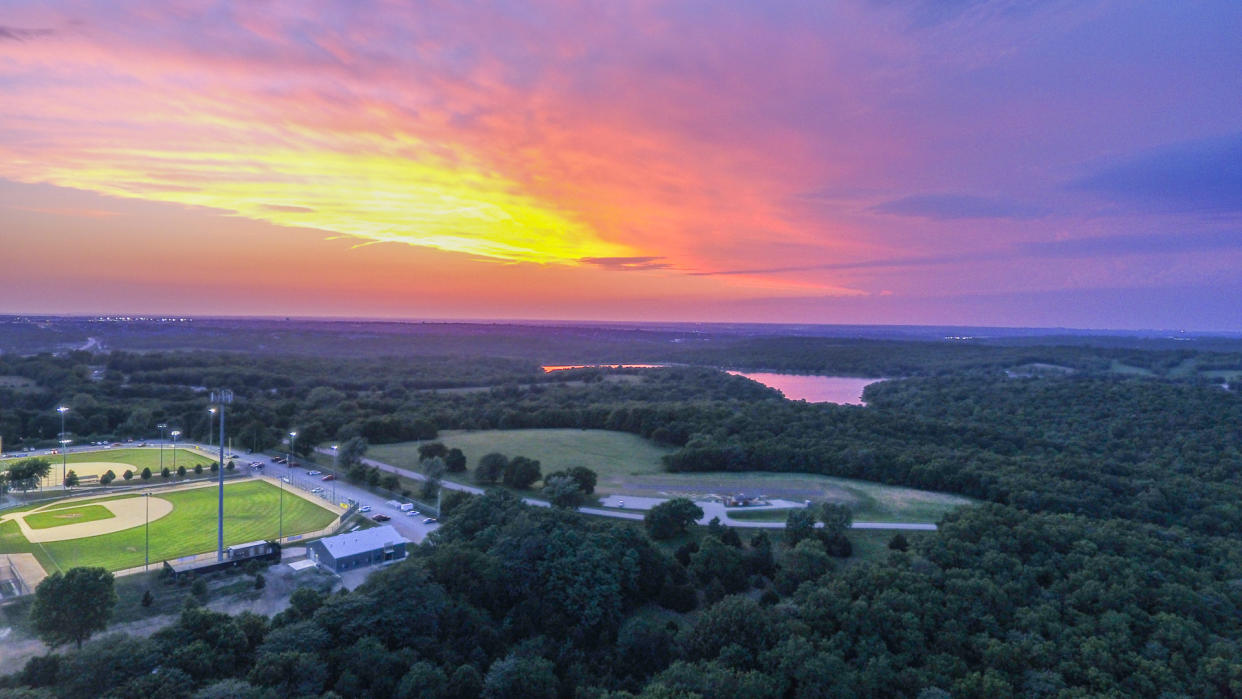 Sunset over Shawnee Mission Park, Lenexa, Kansas.