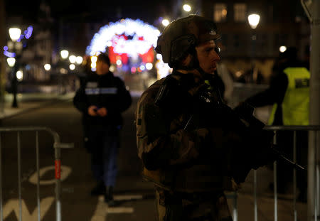 Police officer secures a street and the surrounding area after a shooting in Strasbourg, France, December 11, 2018. REUTERS/Vincent Kessler