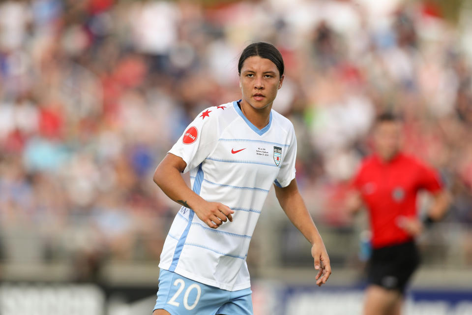 The NWSL's new compensation rules are designed in part to lure major international talents to the league or, in the case of former Chicago Red Stars striker Sam Kerr, keep them there. (Photo by Andy Mead/ISI Photos/Getty Images).